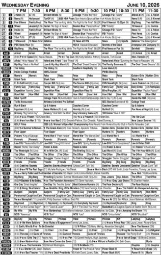 WEDNESDAY EVENING TV LISTINGS